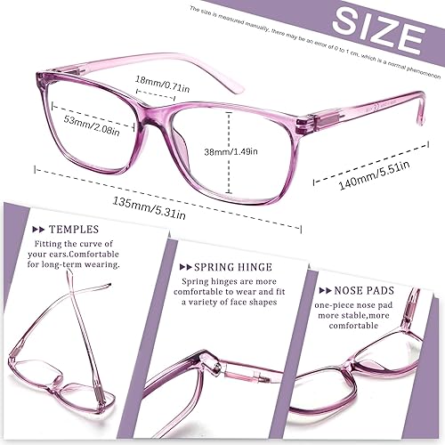 Miniatura 4 de COJWIS Lentes de lectura progresivos multienfoque, bloqueo de luz azul, para mujeres y hombres, bisagra de resorte para lectores de computadora (4