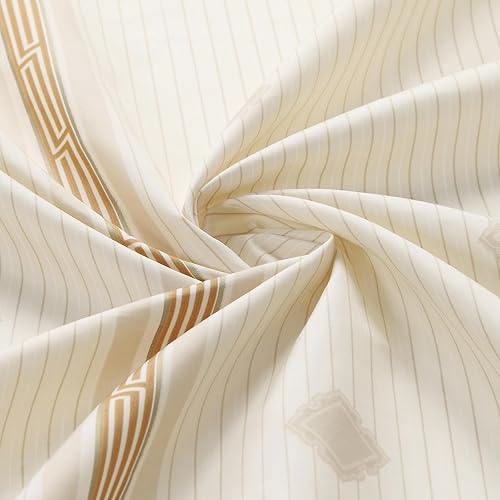 Vista 45 de Cortina de ducha de tela, estampado beige y tostado, cortinas de ducha con patrón de damasco bohemio de cachemira para baño, cortinas de baño Hudson