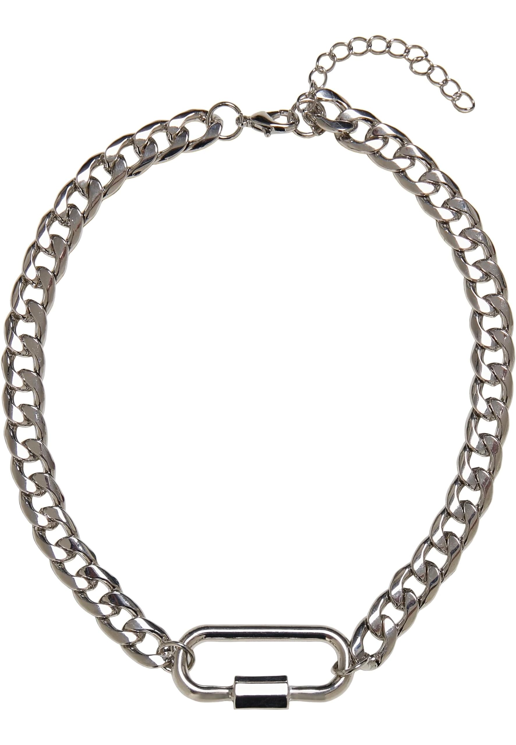Urban Classics Unisex Large Metal Twist Lock Curb Chain Necklace for Men and Women in Gold or Silver Length 38cm, one size, Metal, No Gemstone