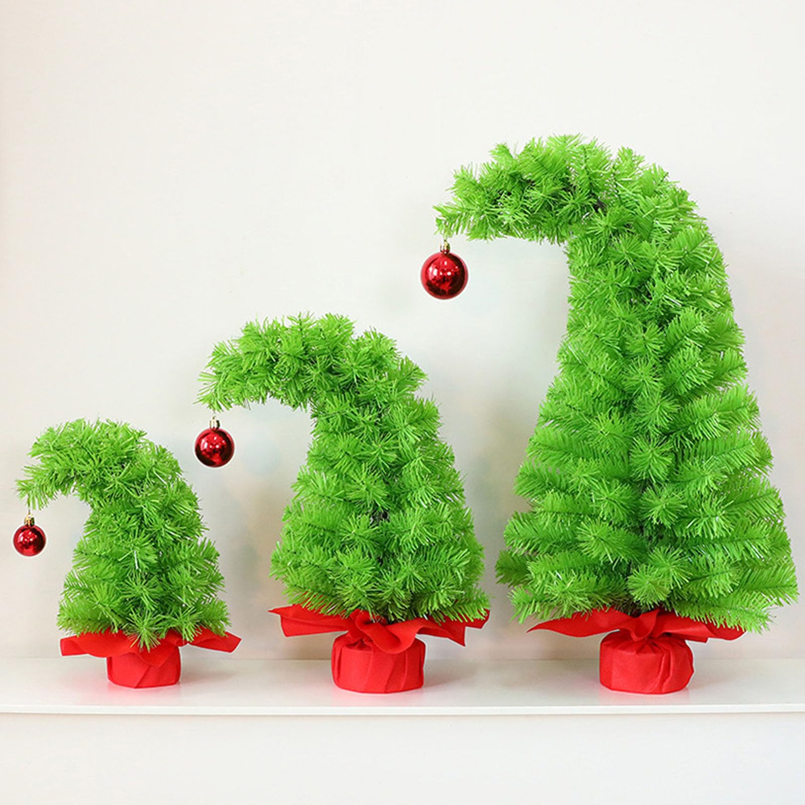 XAGMODSHN Decoración de árbol navideño Verde Torcido para Escritorio, Dormitorio, Oficina, decoración de Festivales, Suministros caprichosos para Fiesta de Navidad
