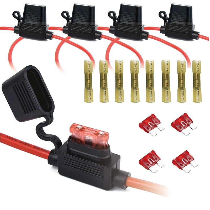 Porta-fusível automotivo inline VANSIHO 10 AWG à prova d’água 12 V com fusíveis de 40 A – Kit com 4