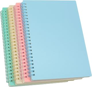 Yansanido 4-Pack A5 Spiral Notebooks - Thick Waterproof Hardcover, College Ruled 160 Pages, 4 Colors for School, Office & Travel