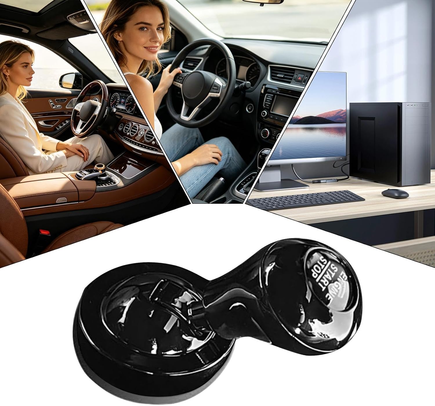 Car Push Start Button Aluminum Alloy Strong Adhesive Universal Decoration