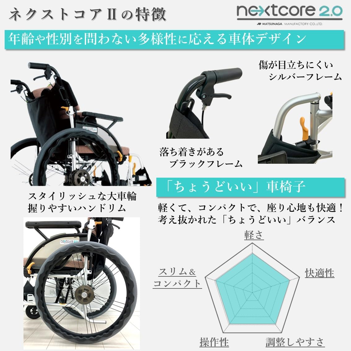 Amazon | ネクストコア2 マルチ 介助式 車椅子 NEXT2-41B 跳ね上げ