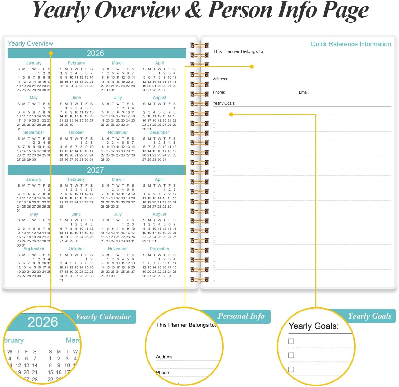 2026-2027 Planner - 12 Months Weekly & Monthly Planner from July 2026 - June 2027, Planners 2026-2027 with Elastic Closure, Inner Pocket, 8.5" x 11", Flower-C image 5