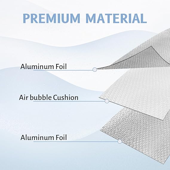 DGSL Reflective Bubble Insulation Roll, 23.6 in x 23.5 FT RV Window Insulation, Double Side Aluminum Foil Bubble Shield for Window, Garage Door, RV, Roof (Silver)