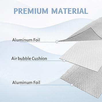 DGSL Reflective Bubble Insulation Roll, 23.6 in x 23.5 FT RV Window Insulation, Double Side Aluminum Foil Bubble Shield for Window, Garage Door, RV, Roof (Silver)