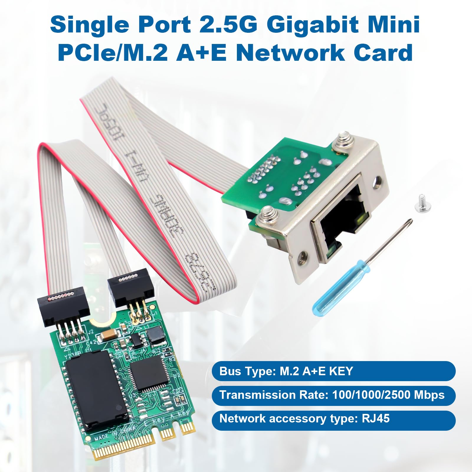 M.2 2.5G Gigabit LAN Ethernet, M.2 Key A+E 2.5 gbit scheda di rete con chipset RTL8125B, singola porta multi Gigabit PCIExpress adattatore di rete per Win/Linux