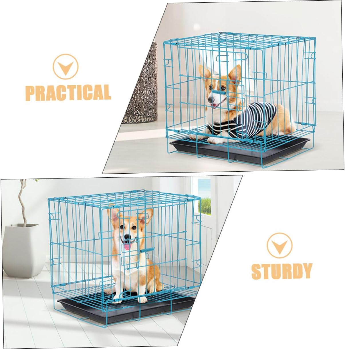 Portable Metal Cat Carrier with Spacious Design Travel-Friendly Pet Cage for Cats and Bunnies Durable Construction for Indoor and Outdoor Use Blue