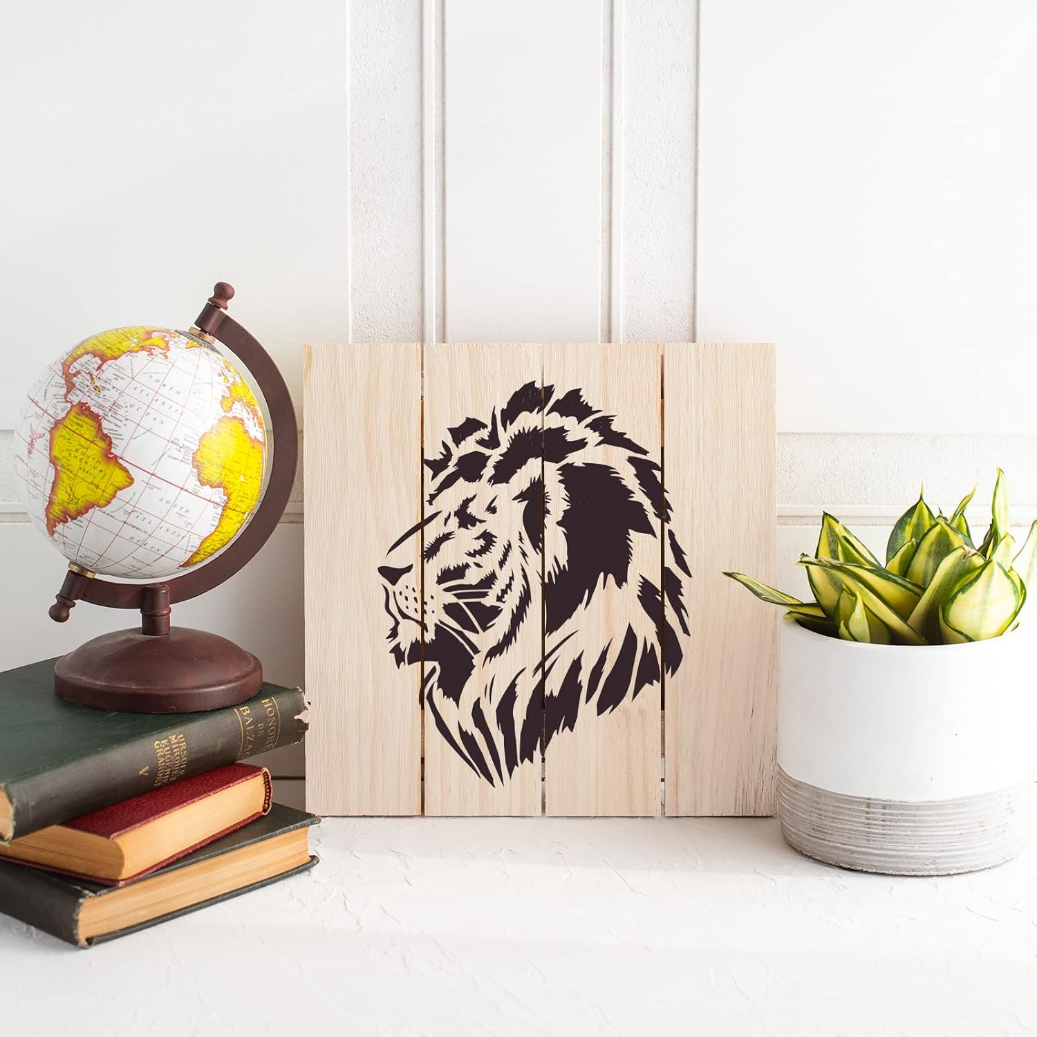 Jungle Art Stencil - Lion Face, Safari Design