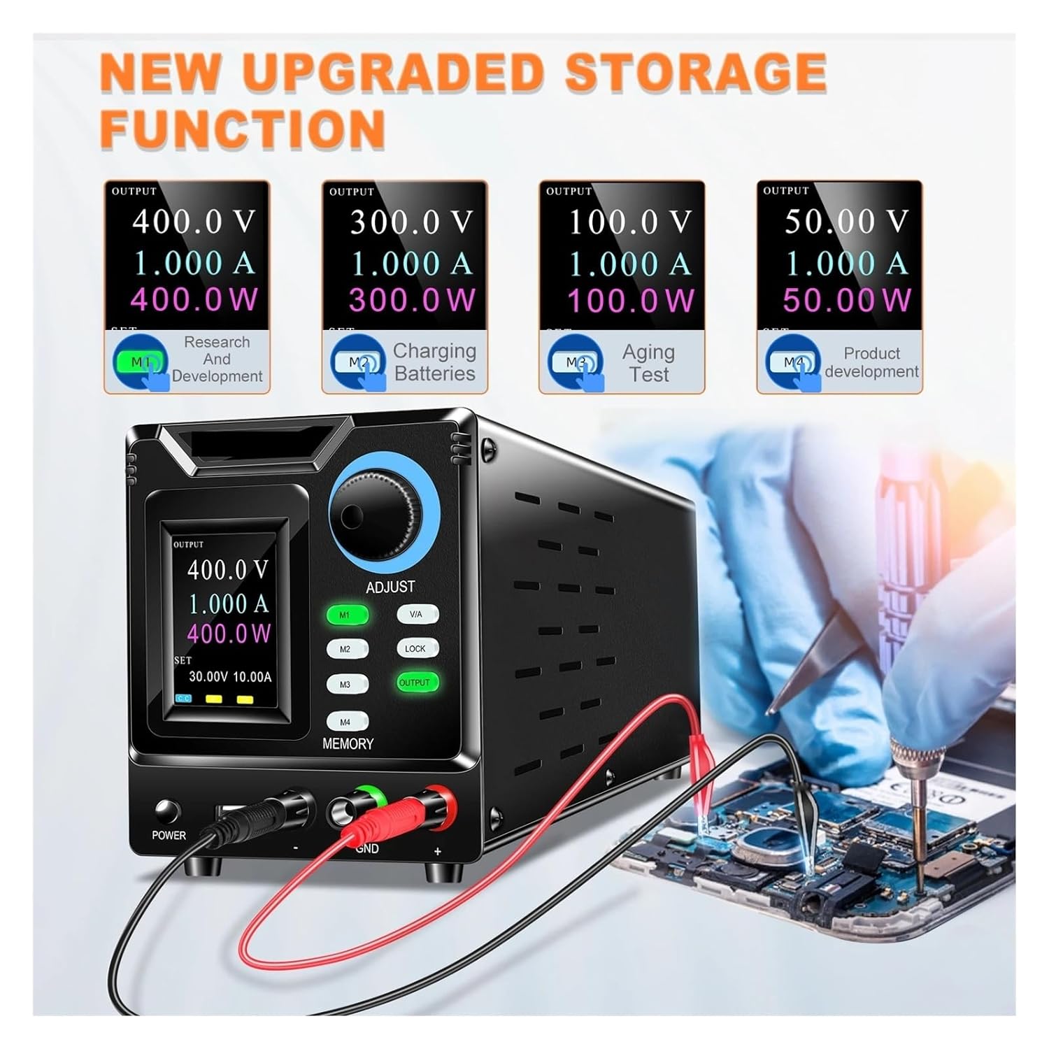 Programmable DC Power Supply Variable, RS232/USB Communication 30-1000V Voltage Regulator with Digit LED Display High Sensitivity Control(SPPS-D3010-232)