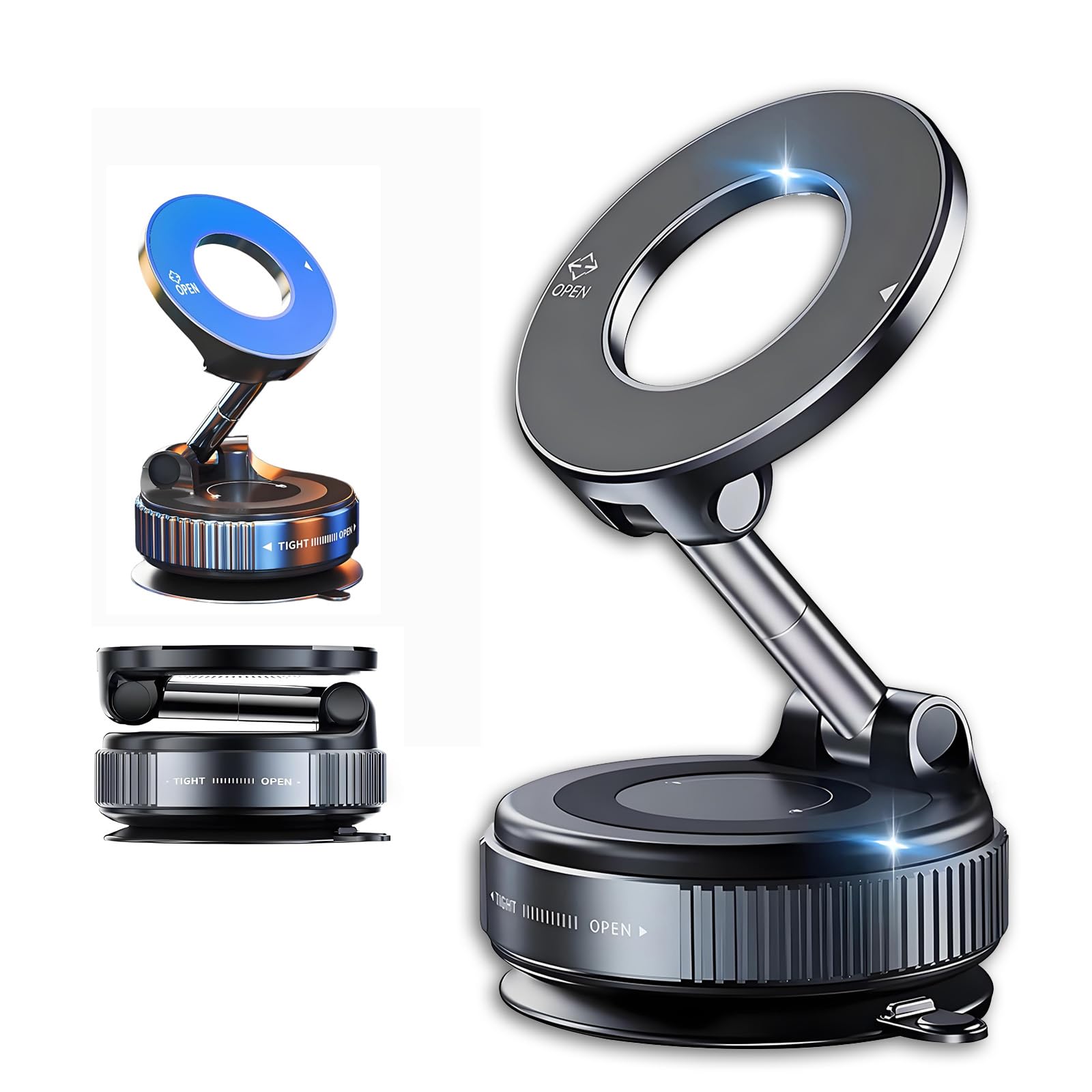 Magnetic Suction Cup Phone Mount for Suzuki Baleno 2017-2024 2025, 360° Adjustable Magnetic Car Phone Holder Compatible with Smartphones,Black