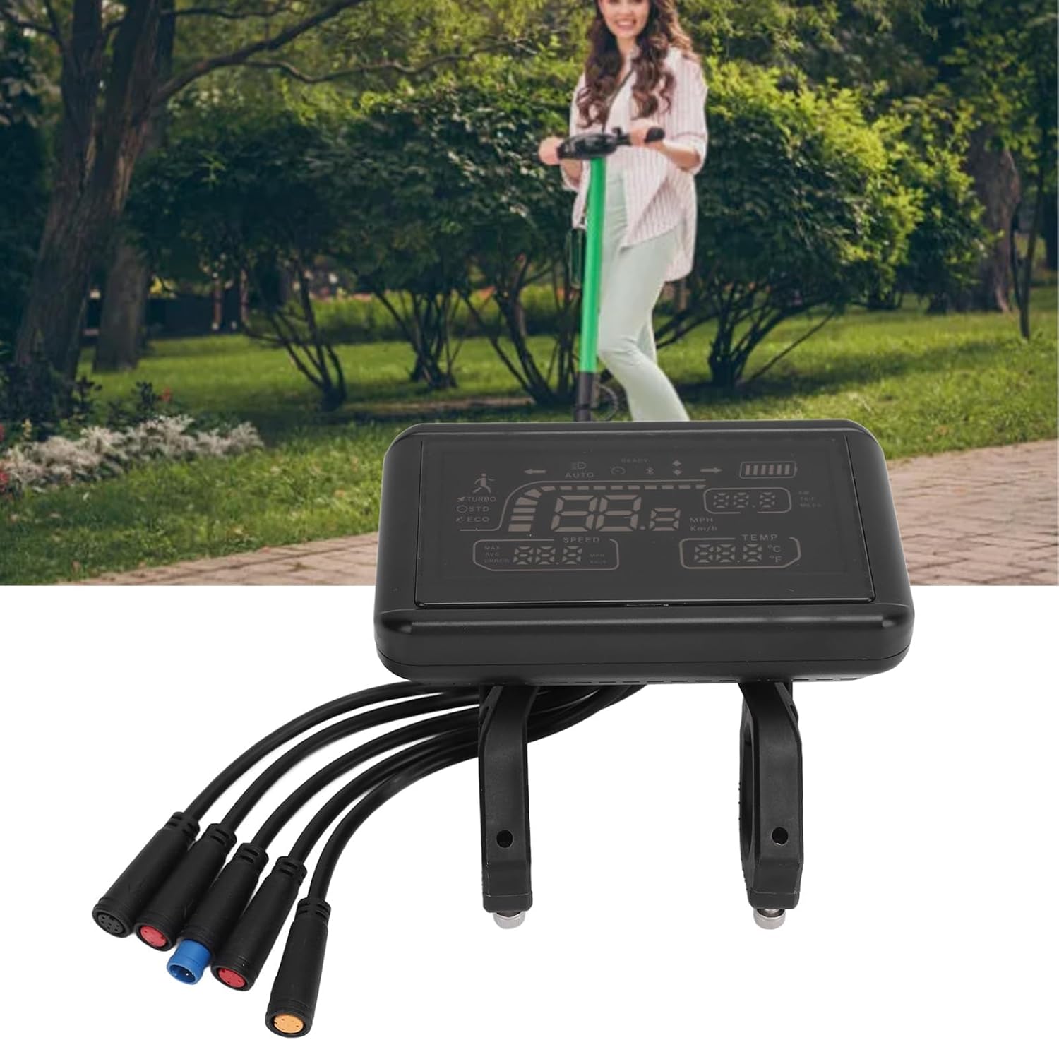 Electric Bike Panel, Water Proof Display Panel Speed Gear Power Mode Indicator Meter Universal Controller with 5 Wire Cable for Electric Bikes Modification