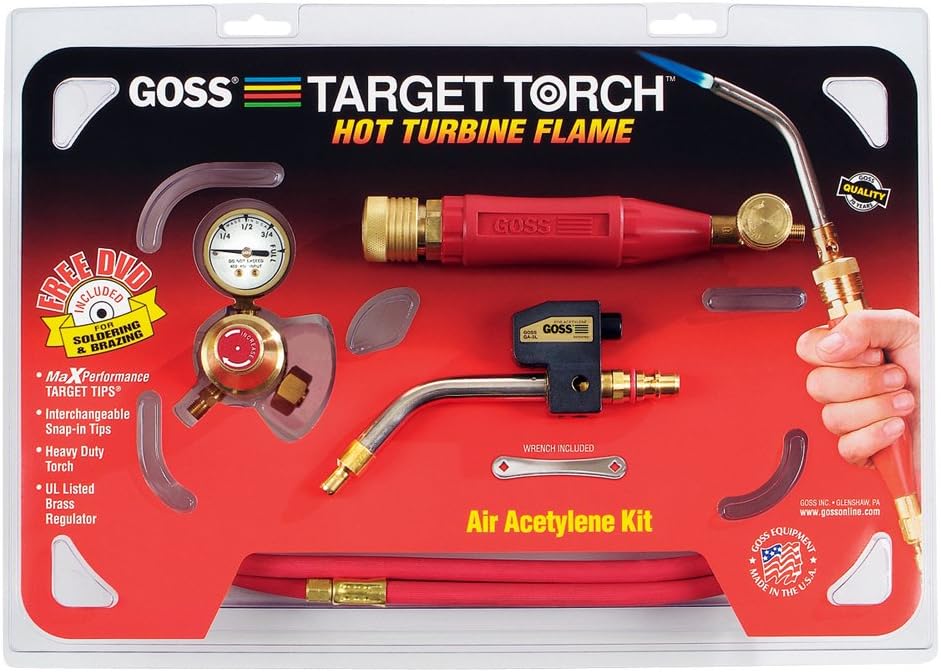 GossKX-15MC Soldering Brazing Torch Kit for "MC" Acetylene Tanks Includes GA-8L Ignitor Tip with Turbine Flame