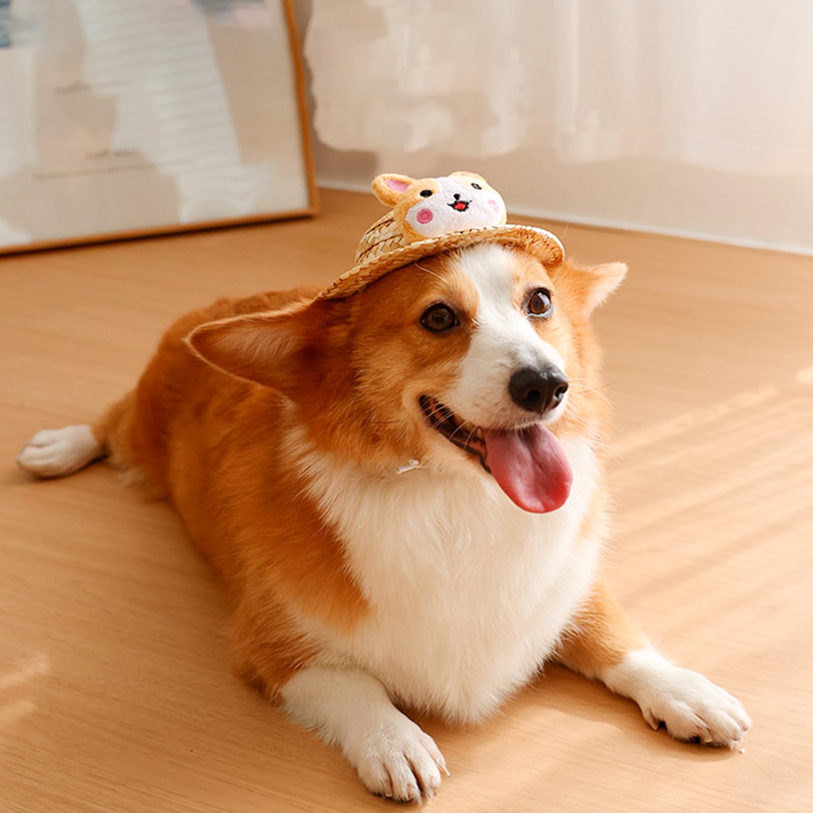 LuckyOpt Dog Sun Hat, Cute Pet Dog Cat hat with Adjustable Strap - Image 3