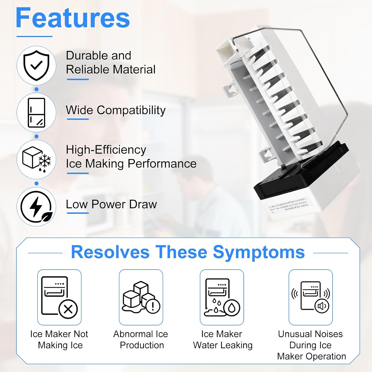 4317943 Ice Maker Kit, for Whirlpool, Replaces W10122496, 833701 | High-EfficiencyIce Making Performance, Wide Compatibility, Low Power Draw, Replacement of Components for a Complete Ice Maker