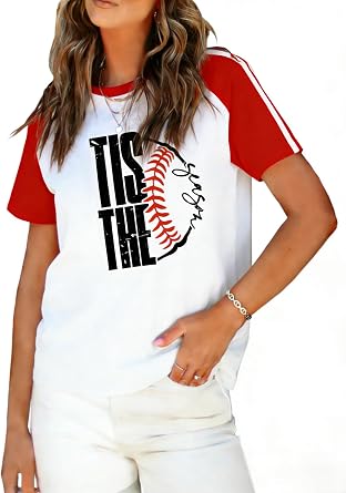 Baseball Shirt Women Graphic Tees Athletic Gym Game Day Shirts | game day baseball mom shirts crew neck tshirts workout short sleeve color block tops game outfit