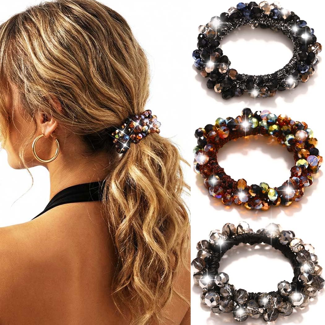 Amazon.com : Fashey Rhinestone Hair Ties Fancy Ponytail  display picture 2