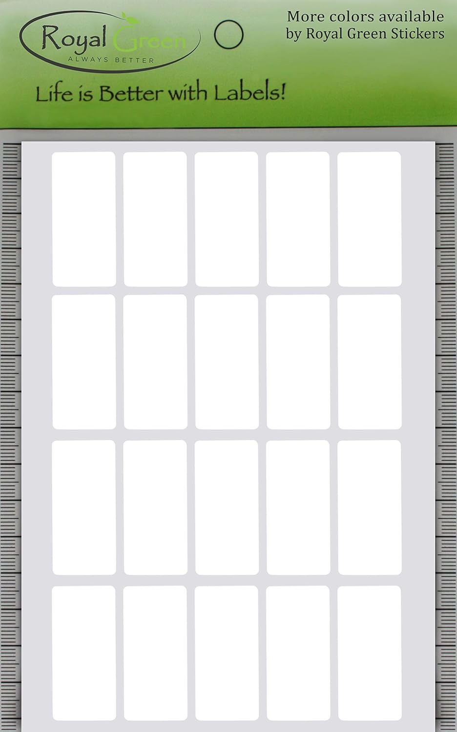 Royal Green Color Code Labels Rectangular Stickers in White 1.57 inch x 0.75 inch (40mm x 19mm) - 2000 Pack