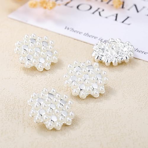 Miniatura 4 de Rytenz 4 piezas de botones de diamantes de imitación plateados, cristales para prendas de vestir, joyería, decoración DIY, botones para costura,