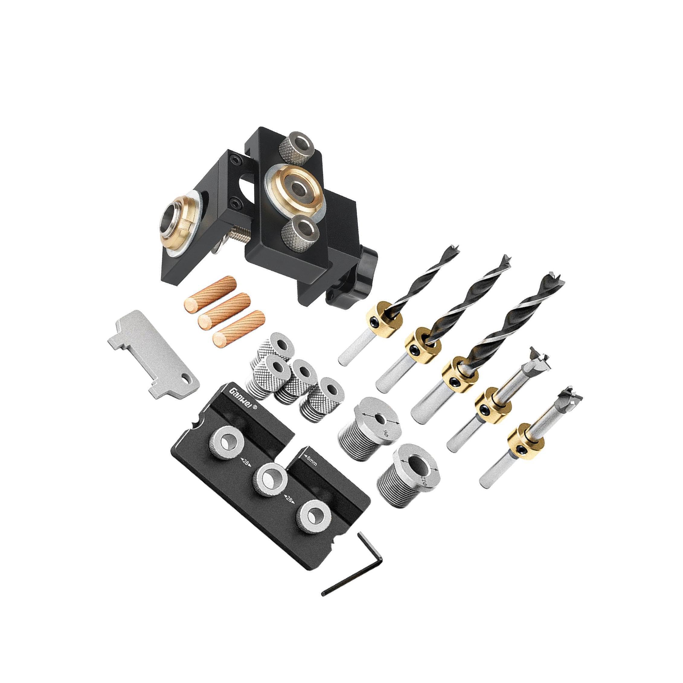 Benutzerfreundliches 3 in 1 Dübelbohrset für Holzbearbeitung, verstellbar, für Handwerker und Hobbybastler. Mit 12 mm und 15 mm Bohrern für