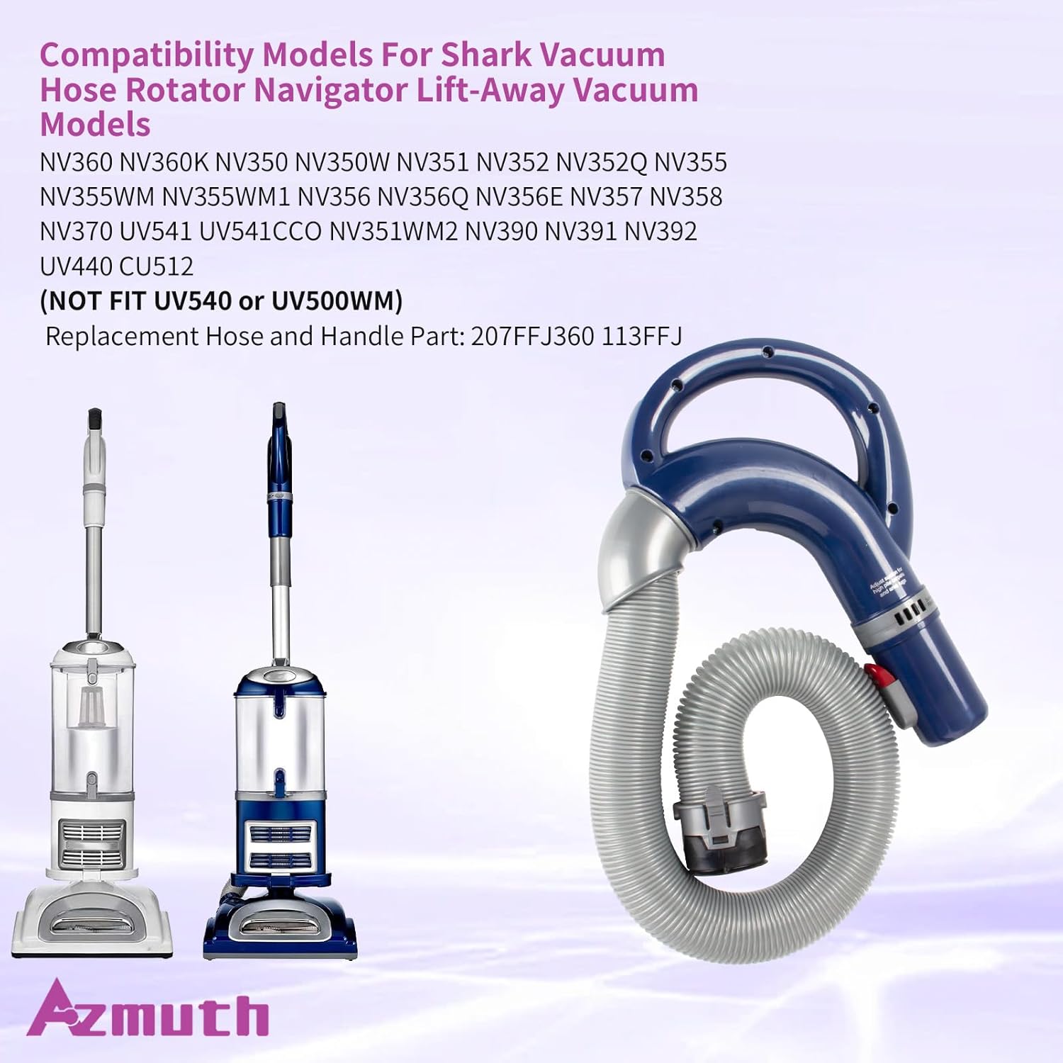For Shark Vacuum Hose Replacement Shark Navigator Lift Away Vacuum Hose NV360 NV350 NV351 NV352 NV355 NV356 NV357 NV358 NV370 UV541 NV390 NV391 NV392 CU520 Replacement Part 207FFJ360 113FFJ, Blue