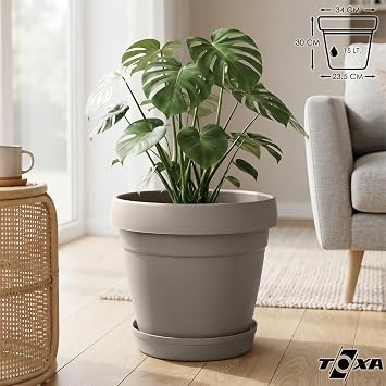 ToXA Tabakl  Delikli Plastik  i ek Saks s , 34 cm 15 Lt, 1 Adet, Bej