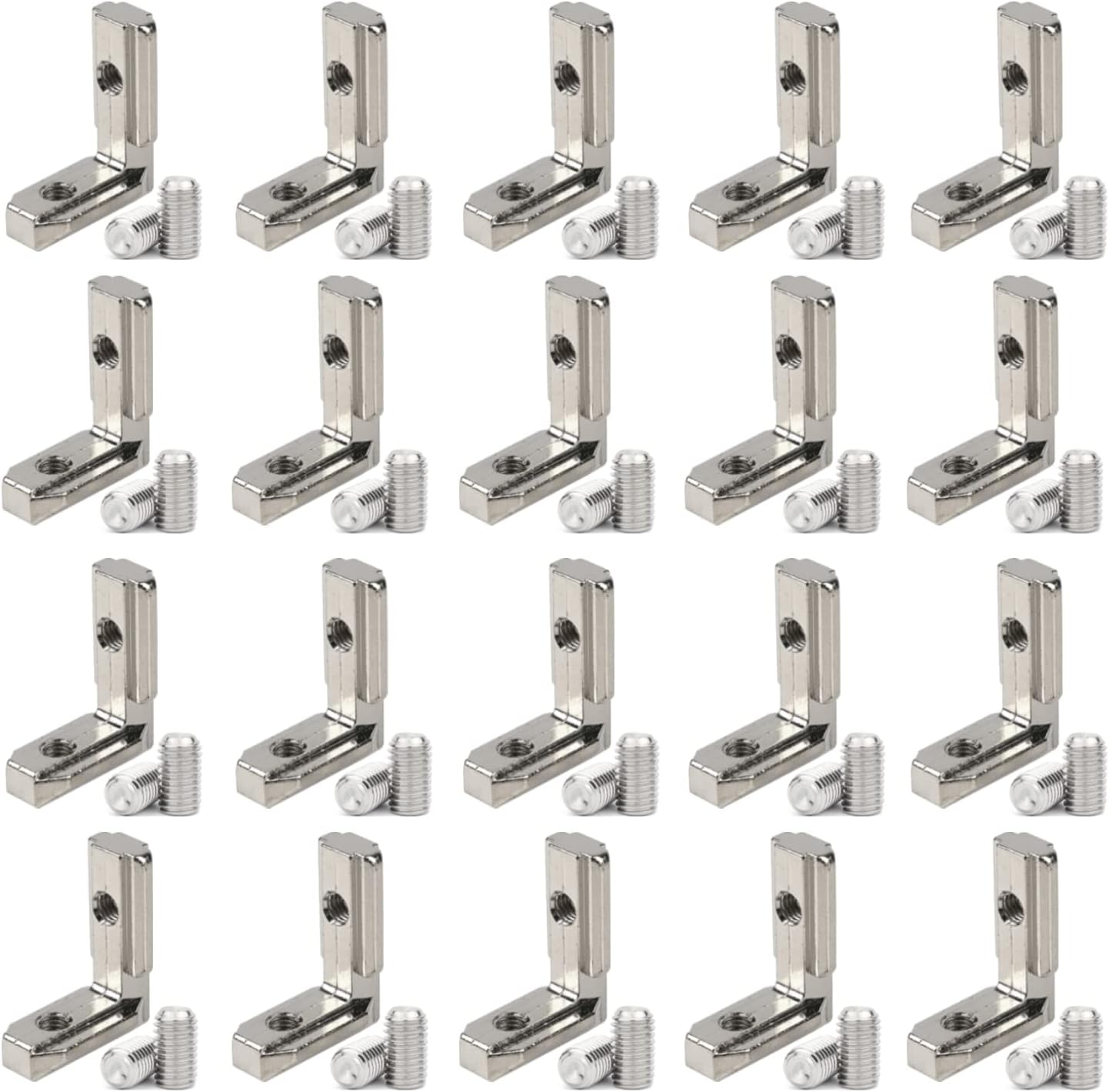 BLCCLOY 20pcs/lot 1" x 1" Aluminum Extrusion Profiles 1010 Series L-Shape Interior Corner Connector Joint Bracket with Screws for 10x10 Aluminum Profile 1 Inch x 1 Inch Extrusion Profiles Rail