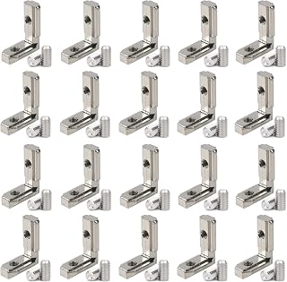 20pcs/lot 1" x 1" Aluminum Extrusion Profiles 1010 Series L-Shape Interior Corner Connector Joint Bracket with Screws for 10x10 Aluminum Profile 1 Inch x 1 Inch Extrusion Profiles Rail