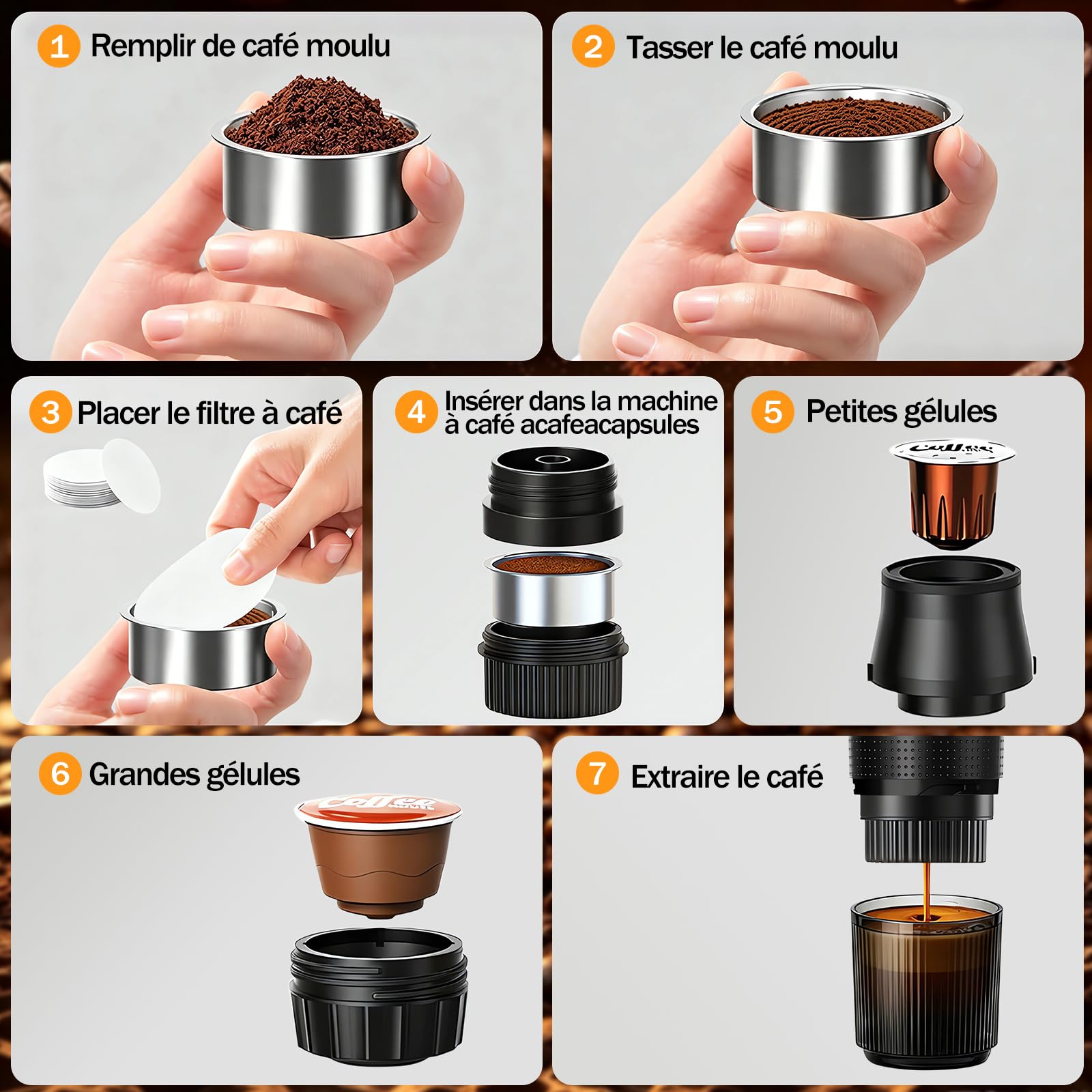 Máquina de café portátil de viaje, para acampar, oficina, casa, coche | 3 en 1 cafetera portátil calefacción rápida USB-C 20 bar hasta 18 g café molido cápsulas NS Gift-giving
