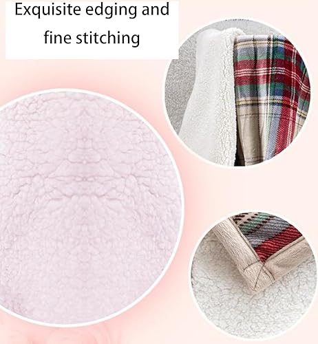 Miniatura 4 de Manta de forro polar a cuadros de Navidad para sofá, cama, súper suave y acogedora, manta gruesa de felpa de sherpa a cuadros verdes para decoración