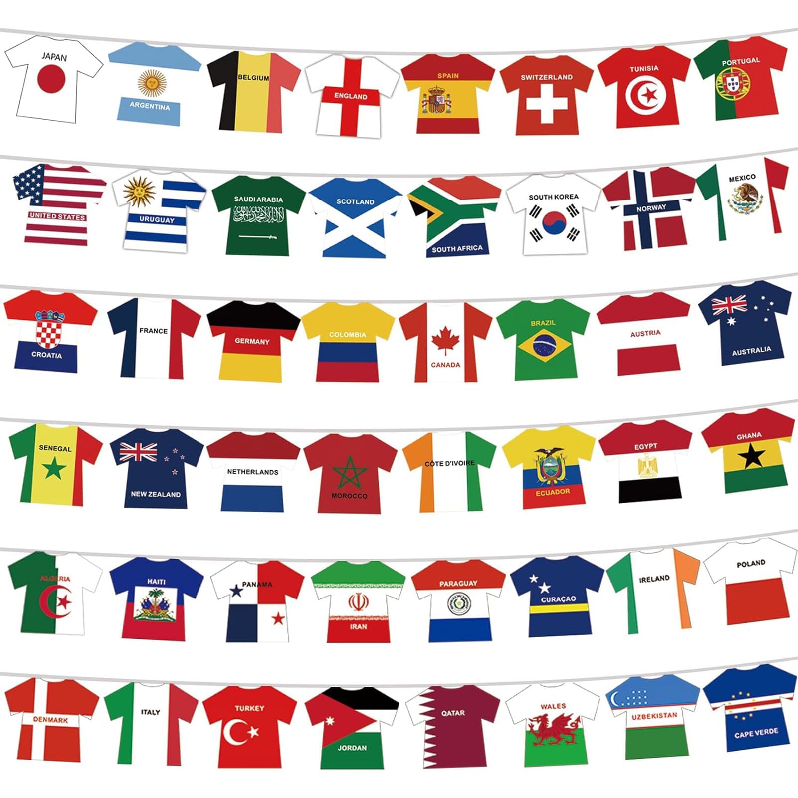 49 Pcs World Cup Football 2026, World Cup Bunting 2026, Bunting Banner Jersey Shape Flags Decoration Country Flags For Men And Women Friend Fans Decor For Office Homes Pub Watch Parties