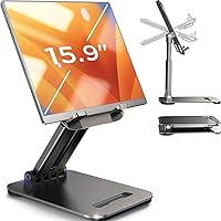 LISEN Adjustable iPad Stand for Desk - Foldable Tablet Holder for iPad Pro, Air, Mini, Galaxy Tab - Home Office Accessories