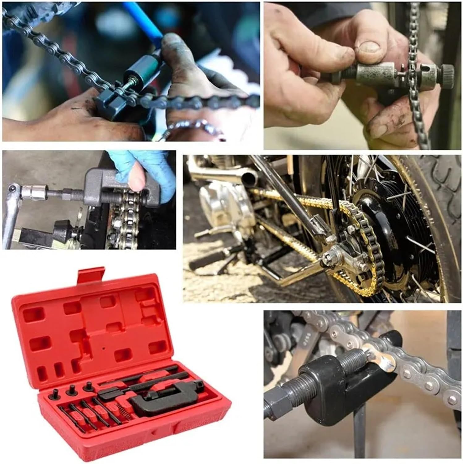 PUCHEN Chain Saw Chain Breaker 13PCS Chain Repair Tool Set Motorcycle Chain Splitter Breaker Motorbike Mountainb Riveting Tool Heavy Duty Link O Ring Bicycle