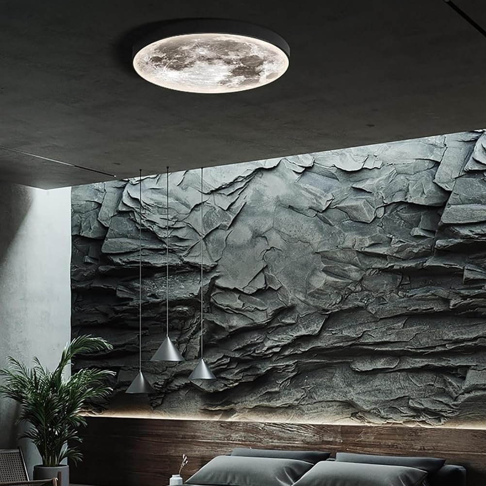 Kinkiet Księżyc LED, nowoczesna lampa ścienna do wnętrz ściemnialna okrągła akrylowa lampka nocna oświetlenie ścienne do sypialni salonu schody lampka nocna księżyc, wtyczka w wersji, 50 cm