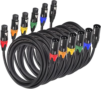 XLR Microphone Cables 1 ft Short 6 Packs -Premium XLR Jumper Cords