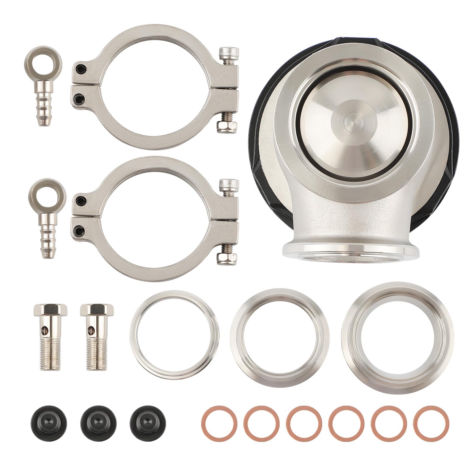maXpeedingrods 38mm Soupape D'échappement de Turbocompresseur Wastegate Externe Kit Wastegate de Turbocompresseur Wastegate Universel pour TIAL avec bande en V et Brides MV-S