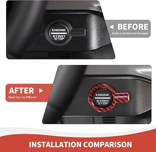 Miniatura 5 de Cubierta para botón de arranque Bronco, ajuste del botón de arranque del motor compatible con accesorios interiores Ford Bronco 2021-2023, fibra de