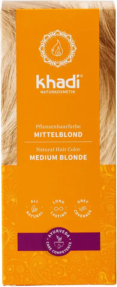 khadi MITTELBLOND Pflanzenhaarfarbe - Taucht Dein Haar in ein warmes Mittelblond mit samtigen Farbreflexen - 100% pflanzlich & natürlich - 100g