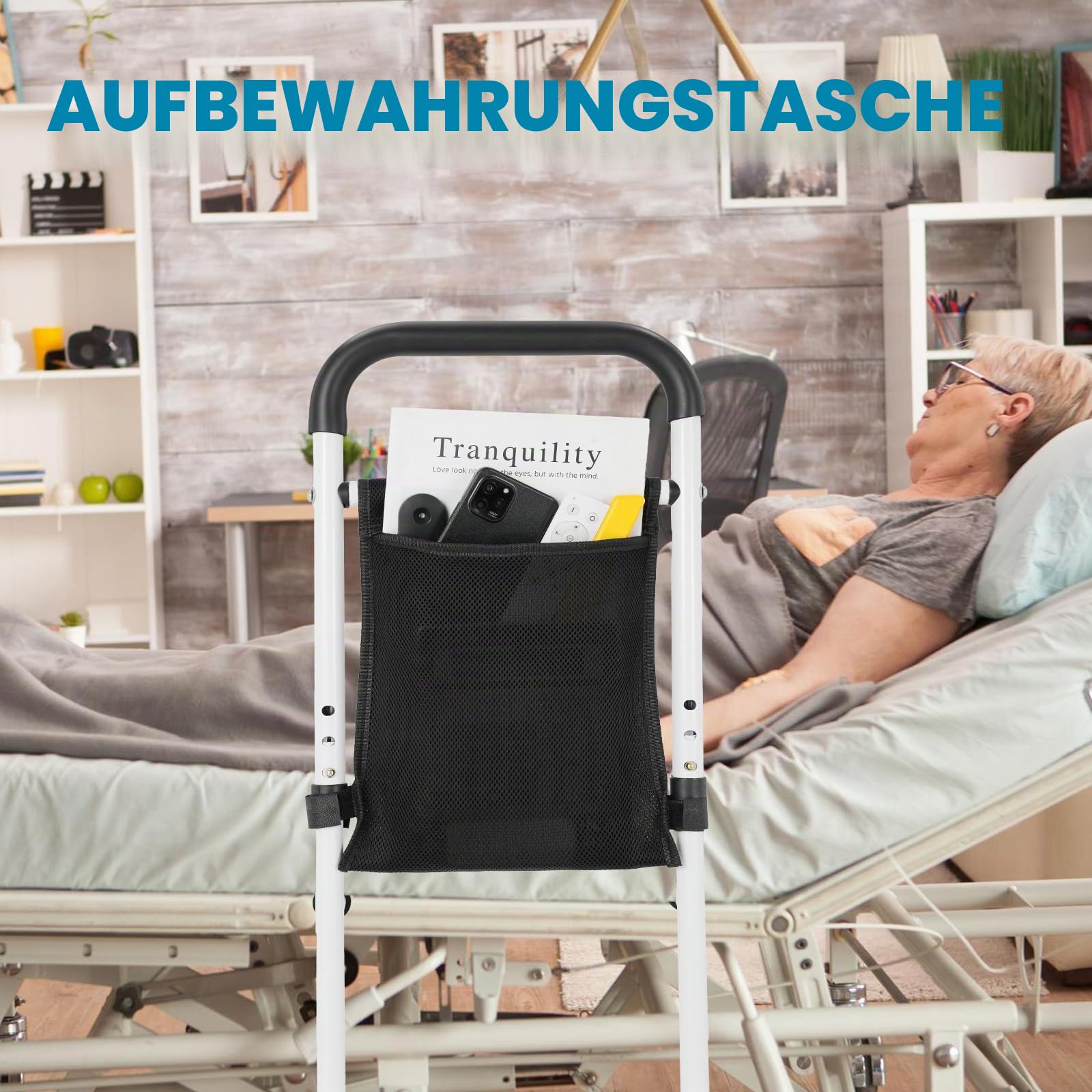 LIFERUN Bett Aufstehhilfe für Senioren, Höhenverstellbarer Haltegriff