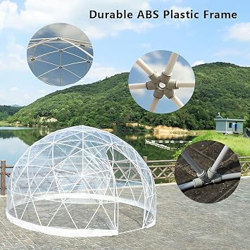 CZGBRO 12FT Garden Dome House, Outdoor Clear Dome Tent Shelter Geodesic Dome 5-7 Person for Backyard Patios, Canopy Gazebos Screen House Room Lean to Greenhouse