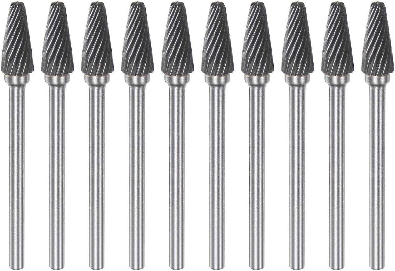 Toolparts And Accessories 10pcs 1/4" (6mm) Head 1/8" (3mm) Shank L-Shape Single Cut Carbide Rotary Burrs (#CN#130824-03295)