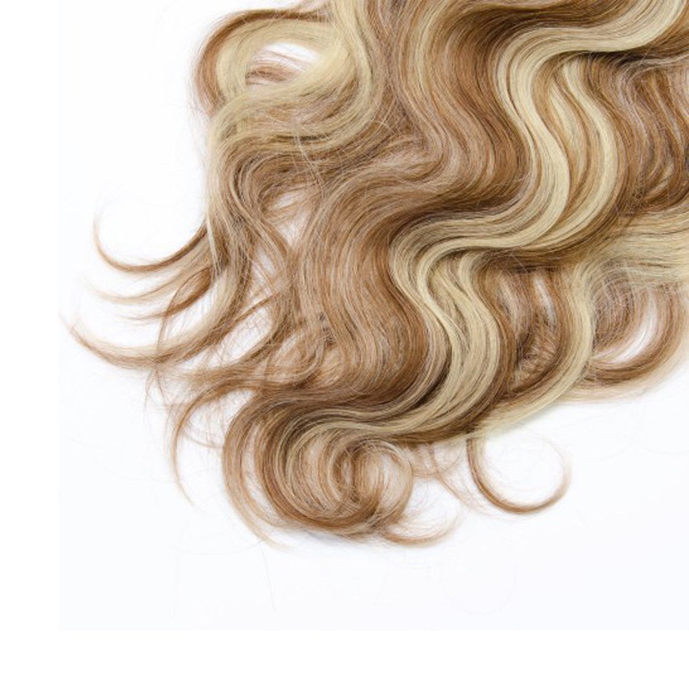 16" Remy Human Hair Clip in Extensions for Women #8/613 Body Wavy 7Pieces 70grams/2.45oz