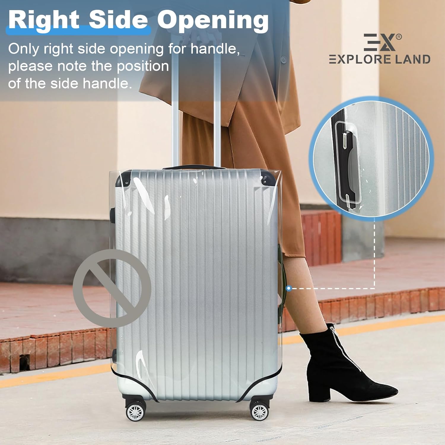 Explore Land Clear Luggage Cover Tough Protector Fits for 28 Inches Suitcase for Travel Airplane (PVC, L) - Image 4