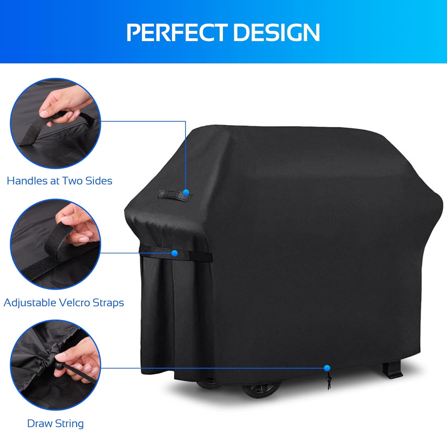 DOBIGER Housse Barbecue Exterieur, Barbecue Gaz, Oxford, Bache de Protection BBQ avec Cordon Ajustable, Anti-Vent, Anti-UV, Impermea - photo 3
