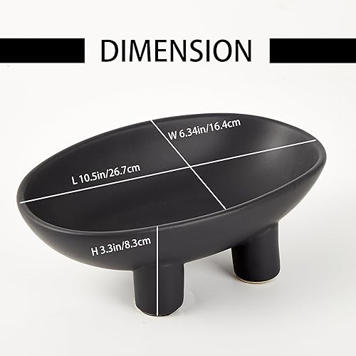 Miniatura 2 de Denique Frutero de cerámica para encimera de cocina, cuenco decorativo de 3 patas de 10 pulgadas para decoración de mesa, plato de frutas de