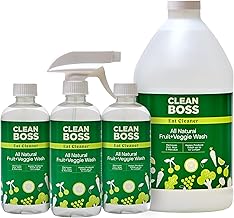 CleanBoss Eat Cleaner Triple-Action Fruit & Veggie Wash (12 oz, Pack of 3) + 64 oz Refill Jug - Removes Harmful Residue - Keeps Produce Fresh Up to 5X Longer - Vegan, Gluten Free