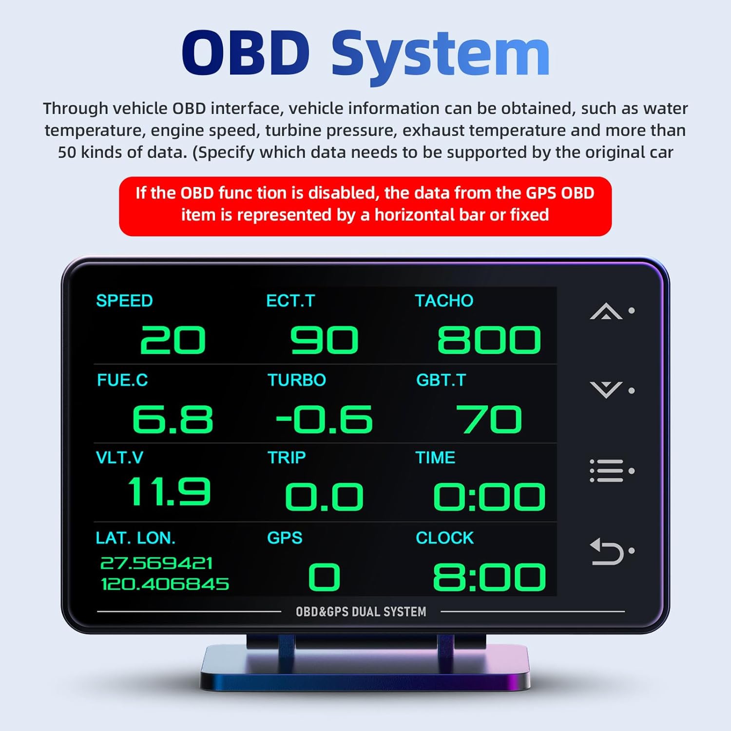MH Obd2 Gauge Display Heads Up Display 4.3-inch TFT LCD Screen Multi-Function Digital HUD Gauge Cluster with Speed RPM Boost for All Car