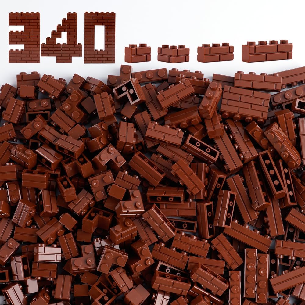 Wall Classic Bricks Parts and Pieces: 340 PCS Masonry Profile Accessories Building Block Sets(Mix)