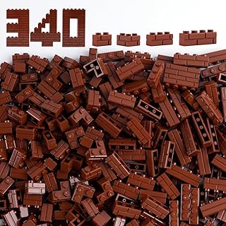 Classic Wall Bricks Building Block: 340 PCS Masonry Profile Brick Parts and Pieces Sets(Brown)